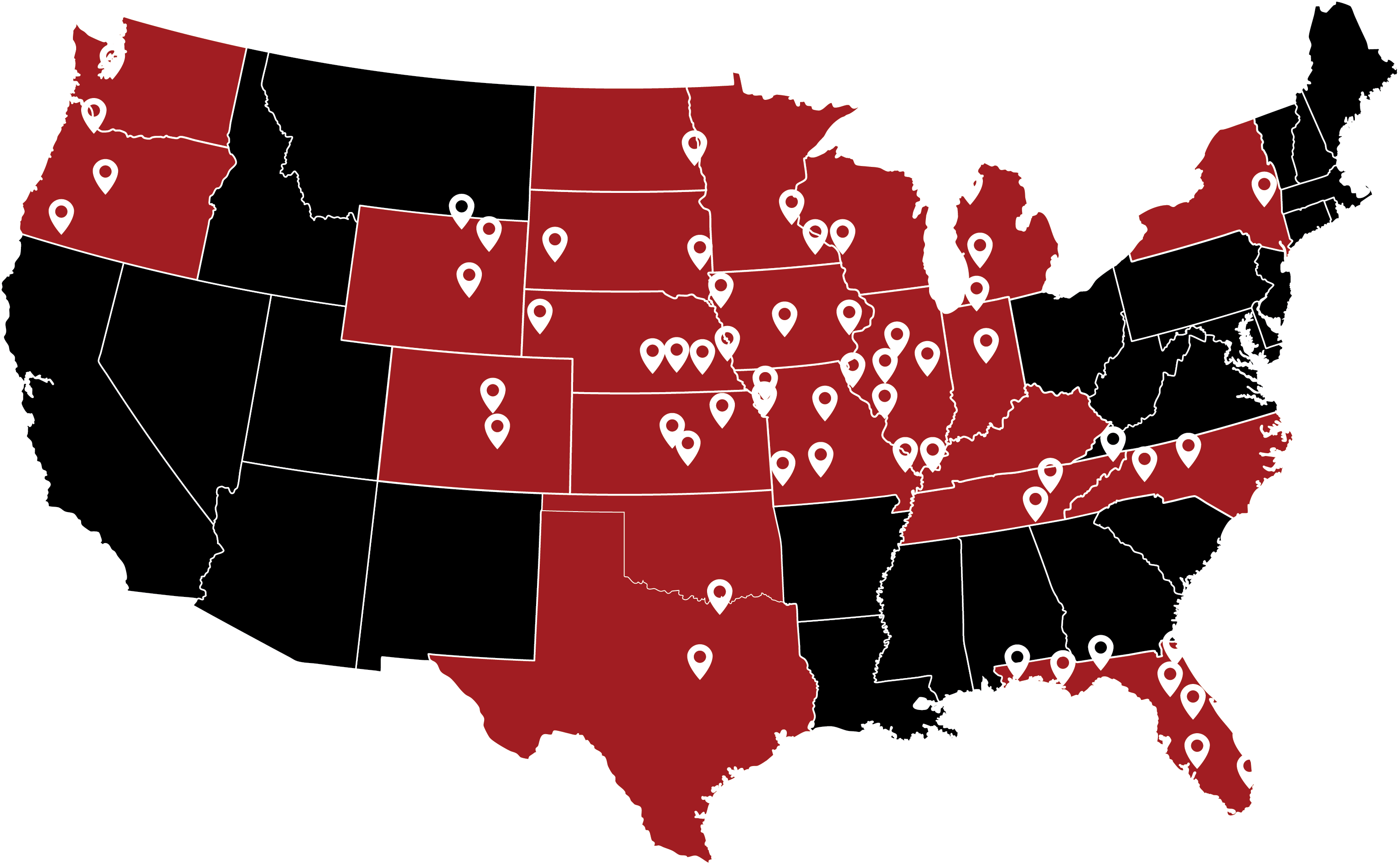 map of locations that work with RCG Contractor marketing